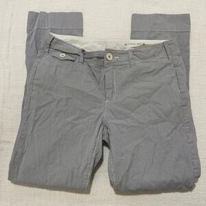 Paper Boy Womens Hickory Stripe Chino Pants Blue White Straight Leg Size 4